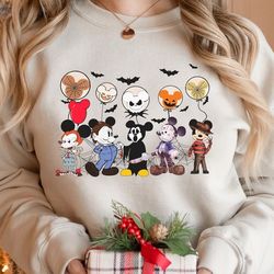 Mickey Halloween Horror Sweatshirt, Disney Halloween Shirts, Horror Movie Characters Shirt, Mickey Halloween Balloon