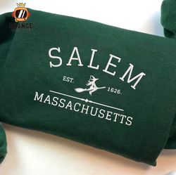 Salem Massachusetts Embroidered Crewneck, Halloween Sweatshirt, Hocus Pocus Embroidered Hoodie, Unisex T-shirt