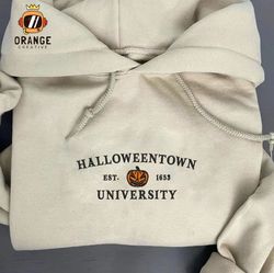 Halloweentown University Embroidered Crewneck, Halloween Sweatshirt, Pumpkin Embroidered Hoodie, Unisex T-shirt