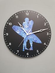 Surfing clock for wall decor, Surfer gifts