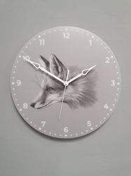 Fox clock for wall decor, fox themed gifts