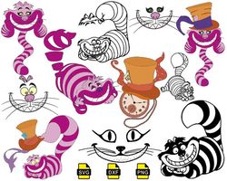 cheshire cat smile svg, alice in wonderland svg, were all mad here png