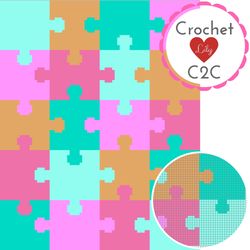 puzzle c2c crochet blanket pattern pdf (item number 001)