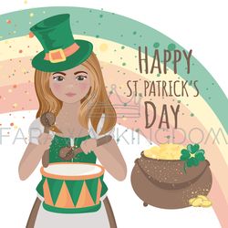 PATRICK DRUMMER Saint Holiday Irish Vector Illustration Set