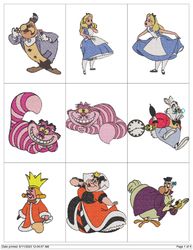 Collection ALICE IN WONDERLAND CARTOON CHARACTERS Embroidery Machine Designs PES JEF HUS DST EXP VIP XXX