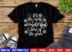 Christmas Svg, It's The Most Wonderful Time Of The Year Svg, Digital Cut File, Snow, Merry Christmas Svg, Snowflake Svg