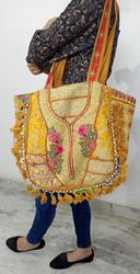 Ethnic India Tribal Bag Vintage Patchwork Embroidery Decor Tote Banjara Boho Bag