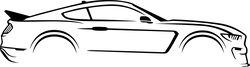 Ford Mustang 2020 Shelby GT350 Side SVG Cut File Black white vector outline or line art file