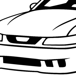 Ford Mustang 2002  Vector File. Black white vector outline or line art file