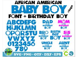 African American Boss Baby Boy Bundle | Afro Boss Baby font & Boss Baby Birthday | Baby font svg, Boy Birthday shirt svg