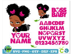 african american boss baby girl & boss baby girl font & logo | svg png dxf & otf files | afro boss baby girl svg