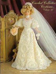 Barbie Doll clothes Crochet patterns - 1901 Jeweled French Bridal Gown - Collector Costume Vintage PDF Instant download