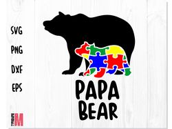 Autism Papa Bear PNG SVG, Autism Dad svg, Autism Awareness SVG, Autism svg, AUTISM t shirt svg, Autism puzzle svg