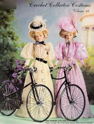 Barbie Doll clothes Crochet patterns - 1895 Sunday Cycling Costumes - Collector Costume Vintage PDF Instant download