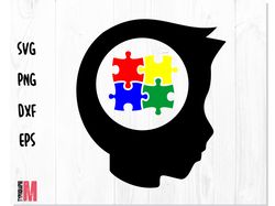 Autism head silhouette puzzle SVG, Autism PNG, Autism awareness svg, Autism png, Autism awareness png, Autism puzzle svg