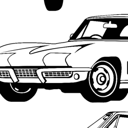Corvette Stingray 1967 Car Vector File  Black white vector outline or line art file