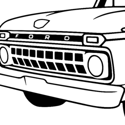 Ford F100 1965 Fleetside Vector File Black white vector outline or line art file