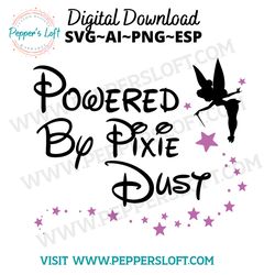 Powered by Pixie Dust Tinkerbell SVG Digital Download / Cricut Cut File / Silhouette Cut File / Cameo SVG 100 /