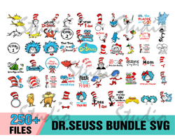 250 Dr Seuss Bundle SVG, Cat In The Hat SVG, Dr Seuss Hat SVG, Lorax Svg, Thing 1 and 2 Svg,dr seuss,cat in the hat,scra