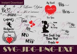 Valentines Day Bundle | SVG, PNG files and more for Cricut or Silhouette cutting machines /