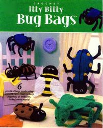 Crochet Itty Bitty Bug Bags pattern, Size 10 x 15 inch - Vintage patterns PDF Instant download