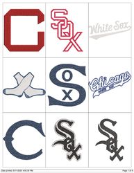 Collection MLB CHICAGO WHITE SOX LOGO'S Embroidery Machine Designs