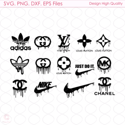 Dripping Logo Bundle Svg, Dripping Logo Svg, Adidas Logo Svg, LV Logo Svg