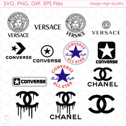 Fashion Logo Svg, Chanel Logo Svg, Logo Bundle Svg, Versace Logo Svg