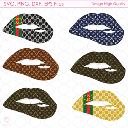 Lips Logo Seamless Bundle Svg, LV Lips Svg, Gucci Lips Svg