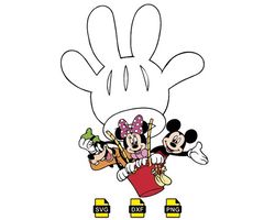 disney mouse svg, mickey friends with hand svg