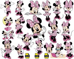 minnie polka dots pink svg, disney mouse pink svg for cricut, png files