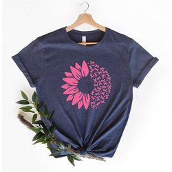 Sunflower Breast Cancer shirt, Breast Cancer Shirt, Pink Ribbon T-shirt, Cancer Awareness, Breast Cancer Survivor Gift,