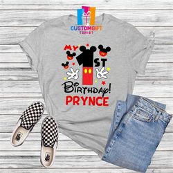 My First Birthday T-shirt, Disney Shirt, Mickey Mouse Shirt, Custom Name Shirt, Disney Kids Gift, First Birthday Party,
