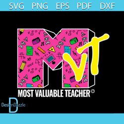 Most Valuable Teacher  Retro 90's Style Svg, Trending Svg, Teacher Svg, MTV Funny Design