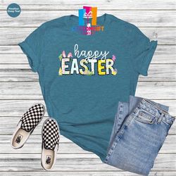 Happy Easter T-shirt, Easter Day Gift, Cute Easter Shirt, Easter Egg Shirt, Kids Easter Shirt, Easter Bunny Shirt, Flora