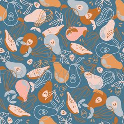 PEAR TEXTILE Delicious Fruit Hand Drawn Seamless Pattern