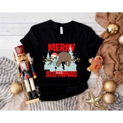 Sloth Christmas Shirt, Merry Slothmas Tee, Christmas Yoga Shirt, Yoga Gift, Woman Christmas Gift, Sloth Lover Shirt, Chr