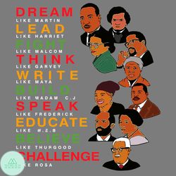 Dream Like Martin Lead Like Harriet Svg, Black History Month Svg