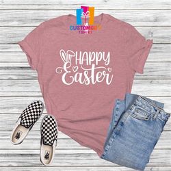 Happy Easter T-shirt, Easter Day, Heart Shirt, Christian Shirt, Faith Shirt, Jesus Shirt, Rabbit Shirt, Bunny Shirt, Kid