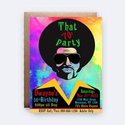 70's Birthday Invitation. 70's Party Themed, 70's Birthday, 70's Party, Digital Invitation