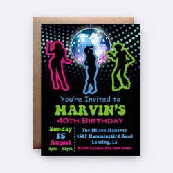 Boogie Time Party, Dance Party, 70's Birthday Invitation. 70's Party Themed, 70's Birthday, 70's Party