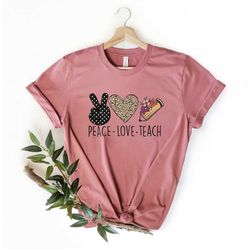 Peace Love Teach Shirt, Teacher Shirt, Kinder Squad, Kindergarten Tribe, Preschool Teaching Shirt, Teacher Team, Kinderg