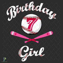 Baseball 7th Birthday Girl Svg, Birthday Svg, 7t