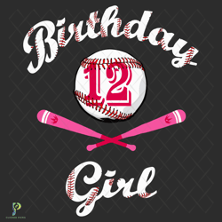 Baseball 12th Birthday Girl Svg, Birthday Svg, 1
