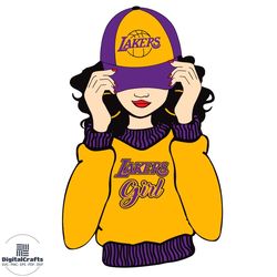 lakers cap girl basketball svg, fans lakers team svg