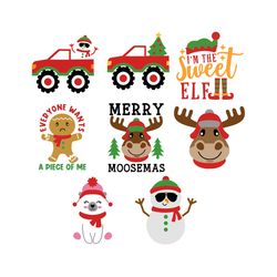 Christmas Bundle Clipart for kids, Monster trucks, christmas characters, holiday digital art