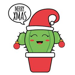 Christmas cactus clipart, 1 vector svg, Christmas,Christmas Svg, Cricut File