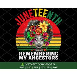 Juneteenth SVG PNG DXF Jpg, Remembering My Ancestors Juneteenth, Black Owned Shop, Digital Download