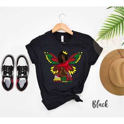 Juneteenth Butterfly Queen Women's Tee, Black Owned Shop, Black Independence Day Shirt, Juneteenth Girl's Tee, Free-ish