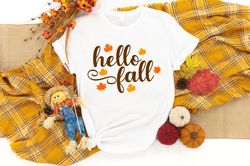Hello Fall Leopard Shirt, Cute Fall Shirt, Fall Shirts, Fall T-Shirt, Happy Fall Shirts, Autumn Shirt, Thanksgiving Shir